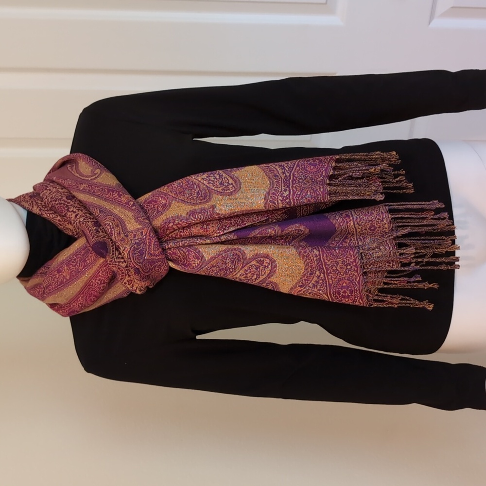 Scarf Wrap Shawl Silky Pashmina Style, Faux-Cashmere NWT